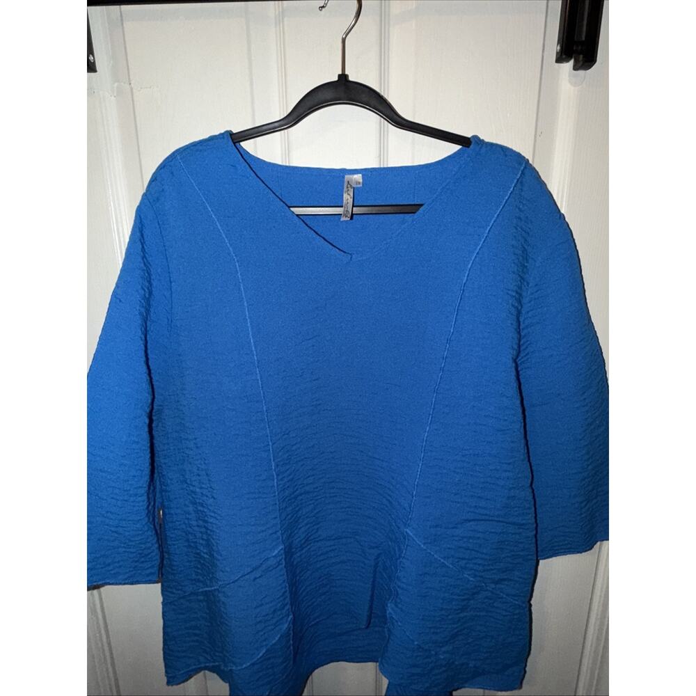 Lilly B Colorful Clothing Company Xl 1X Long Sleeve Blouse Dress Top Blue